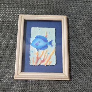 Vintage Vibrant Blue Fish Framed Art by Figi Graphics